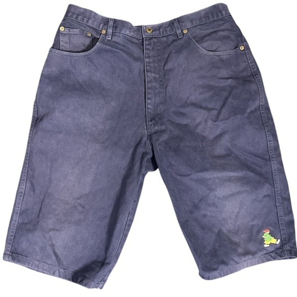 Vintage Brian Brothers Men‎ 36 Navy Blue Embroidery Shorts 90s Summer Travel